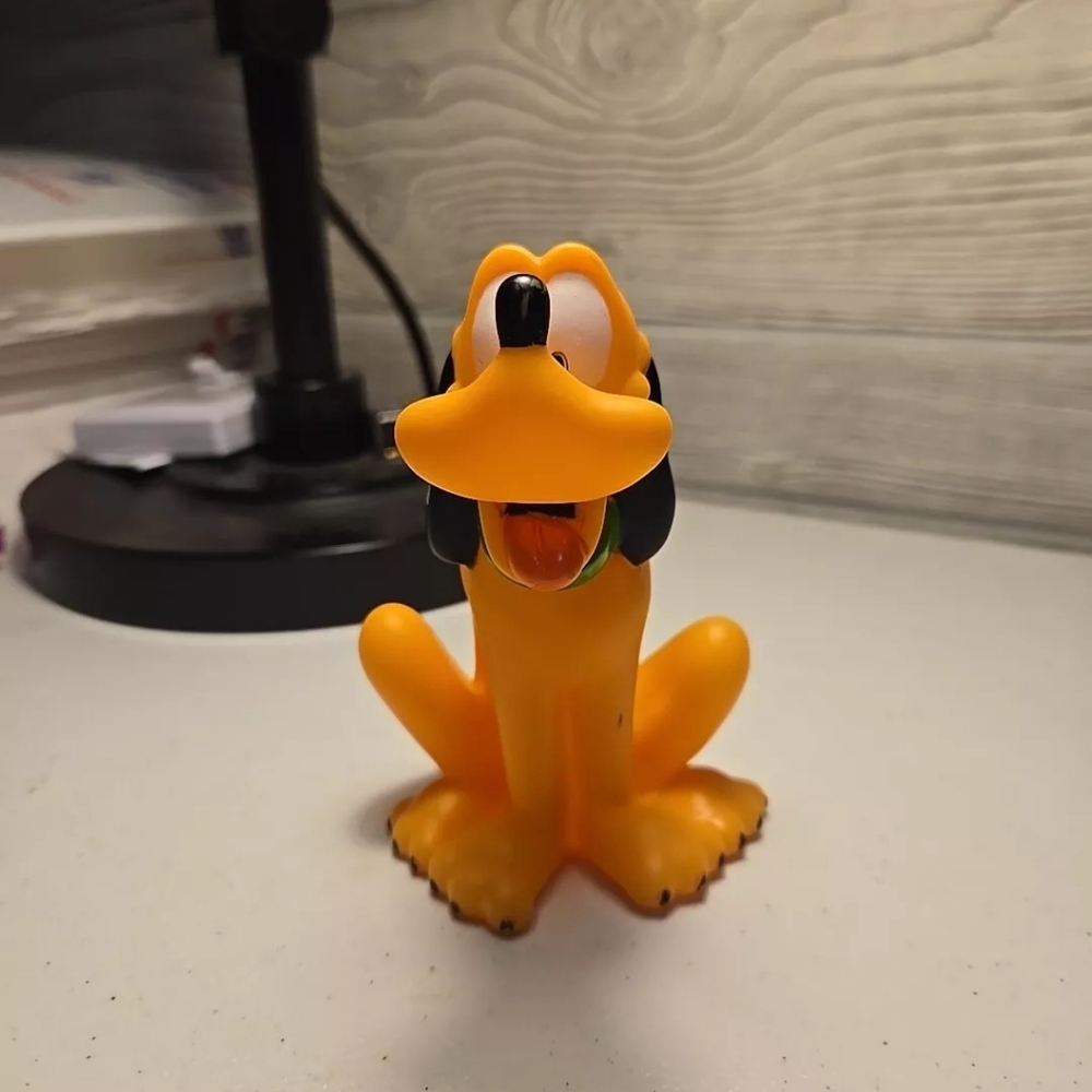 Disney Vintage Pluto Toy Walt Disney Rubber PVC Figure 5.5" Hard Plastic D16